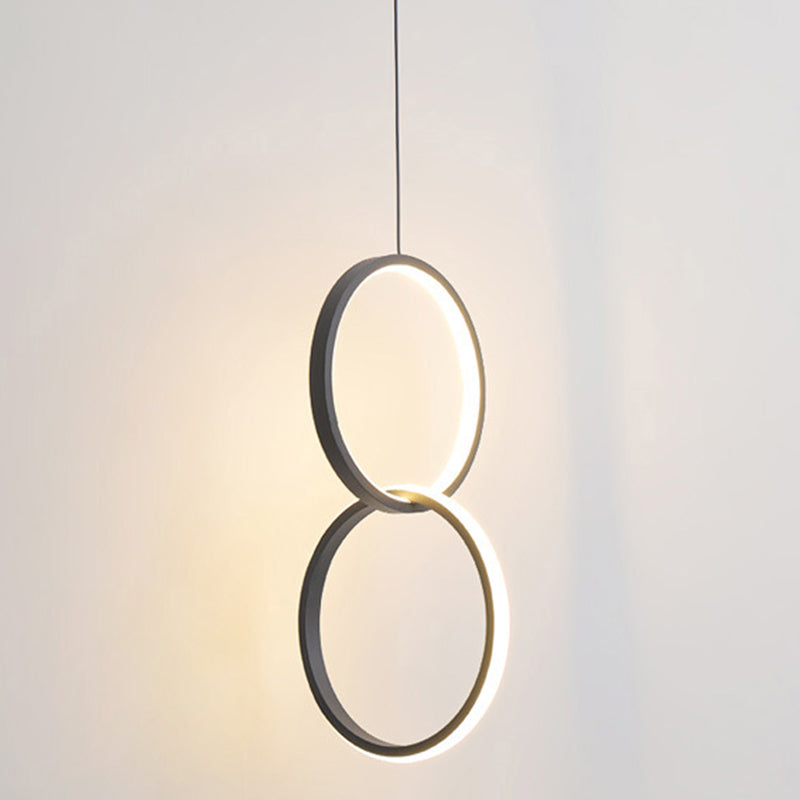 Simple Ring Shaped Hanging Lamp Kit Metal LED Bedside Suspension Pendant Light 2 Black Clearhalo 'Ceiling Lights' 'Modern Pendants' 'Modern' 'Pendant Lights' 'Pendants' Lighting' 2593095