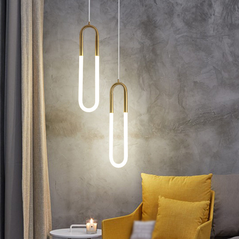 U Shaped Acrylic Ceiling Light Novelty Minimalist LED Pendant Lighting Fixture for Living Room Clearhalo 'Ceiling Lights' 'Modern Pendants' 'Modern' 'Pendant Lights' 'Pendants' Lighting' 2593099