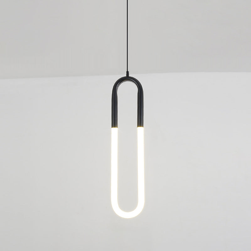 U Shaped Acrylic Ceiling Light Novelty Minimalist LED Pendant Lighting Fixture for Living Room Black Clearhalo 'Ceiling Lights' 'Modern Pendants' 'Modern' 'Pendant Lights' 'Pendants' Lighting' 2593100