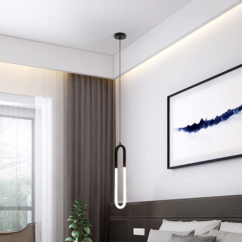 U Shaped Acrylic Ceiling Light Novelty Minimalist LED Pendant Lighting Fixture for Living Room Clearhalo 'Ceiling Lights' 'Modern Pendants' 'Modern' 'Pendant Lights' 'Pendants' Lighting' 2593108
