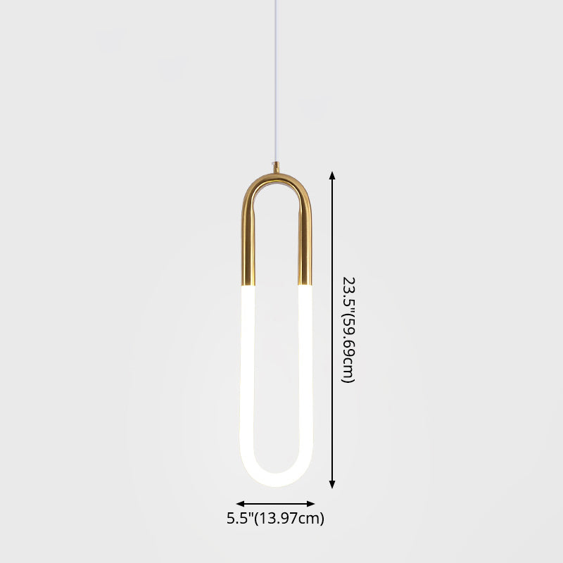 U Shaped Acrylic Ceiling Light Novelty Minimalist LED Pendant Lighting Fixture for Living Room Clearhalo 'Ceiling Lights' 'Modern Pendants' 'Modern' 'Pendant Lights' 'Pendants' Lighting' 2593110