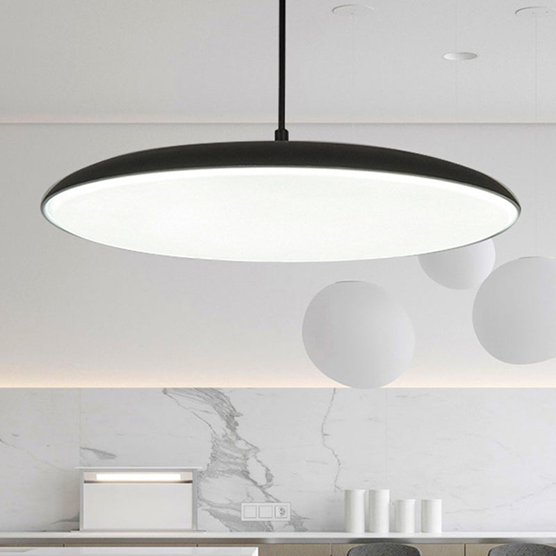 Simplicity Round LED Pendant Metal Dining Room Ceiling Hang Light with Acrylic Diffuser Black Clearhalo 'Ceiling Lights' 'Modern Pendants' 'Modern' 'Pendant Lights' 'Pendants' Lighting' 2593113