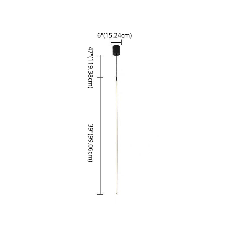 Minimalist Style LED Stick Pendant Metal Bedroom Linear Suspension Lighting in Black Clearhalo 'Ceiling Lights' 'Modern Pendants' 'Modern' 'Pendant Lights' 'Pendants' Lighting' 2593133