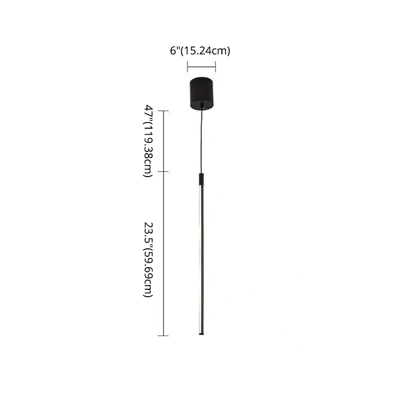 Minimalist Style LED Stick Pendant Metal Bedroom Linear Suspension Lighting in Black Clearhalo 'Ceiling Lights' 'Modern Pendants' 'Modern' 'Pendant Lights' 'Pendants' Lighting' 2593134