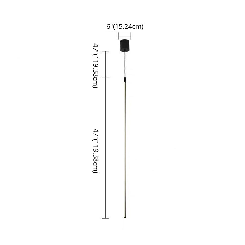 Minimalist Style LED Stick Pendant Metal Bedroom Linear Suspension Lighting in Black Clearhalo 'Ceiling Lights' 'Modern Pendants' 'Modern' 'Pendant Lights' 'Pendants' Lighting' 2593135