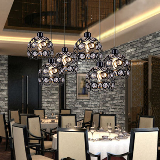 Crystal Hollowed-out Pendant Lamp Minimalist Modern Hanging Light Fixture in Dome Shape Clearhalo 'Ceiling Lights' 'Modern Pendants' 'Modern' 'Pendant Lights' 'Pendants' Lighting' 2593149