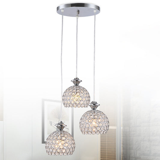 Cluster Shade Pendant Modern Acrylic 3-Light Dining Room Suspension Light in Chrome Clearhalo 'Ceiling Lights' 'Modern Pendants' 'Modern' 'Pendant Lights' 'Pendants' Lighting' 2593152