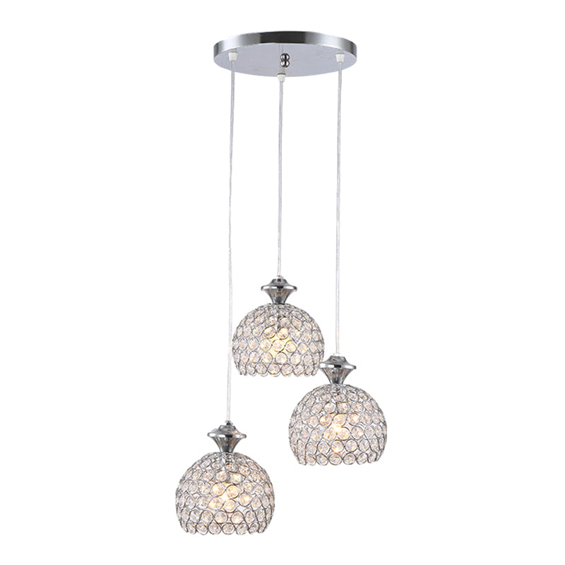 Cluster Shade Pendant Modern Acrylic 3-Light Dining Room Suspension Light in Chrome Clearhalo 'Ceiling Lights' 'Modern Pendants' 'Modern' 'Pendant Lights' 'Pendants' Lighting' 2593158