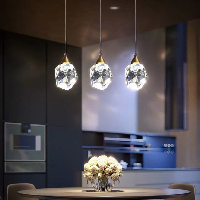 Crystal Stone Shaped LED Hanging Lamp Simple 1-Light Clear Pendant Light for Dining Room Clearhalo 'Ceiling Lights' 'Modern Pendants' 'Modern' 'Pendant Lights' 'Pendants' Lighting' 2593160
