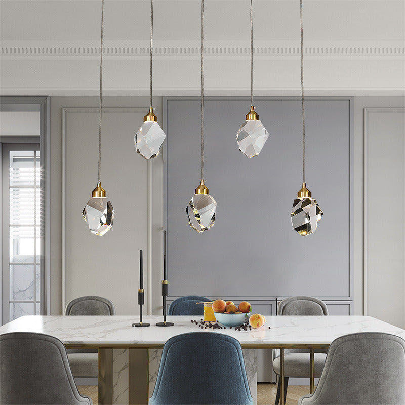 Crystal Stone Shaped LED Hanging Lamp Simple 1-Light Clear Pendant Light for Dining Room Clearhalo 'Ceiling Lights' 'Modern Pendants' 'Modern' 'Pendant Lights' 'Pendants' Lighting' 2593163