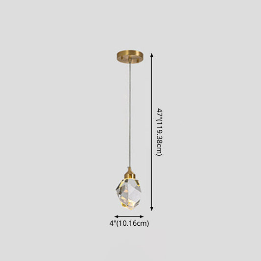 Crystal Stone Shaped LED Hanging Lamp Simple 1-Light Clear Pendant Light for Dining Room Clearhalo 'Ceiling Lights' 'Modern Pendants' 'Modern' 'Pendant Lights' 'Pendants' Lighting' 2593169