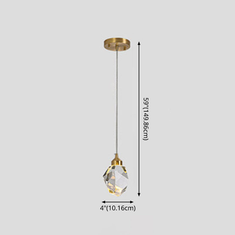 Crystal Stone Shaped LED Hanging Lamp Simple 1-Light Clear Pendant Light for Dining Room Clearhalo 'Ceiling Lights' 'Modern Pendants' 'Modern' 'Pendant Lights' 'Pendants' Lighting' 2593170