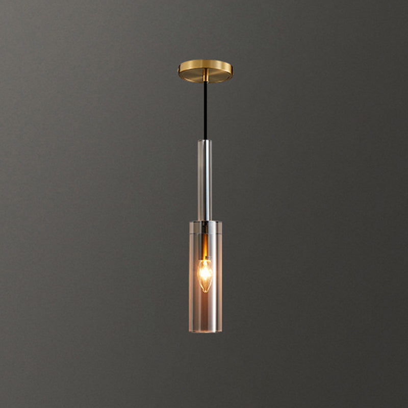 Shaded Pendant Light Fixture Simplicity Crystal Block 1-Light Brass Ceiling Light Brass Bottle Clearhalo 'Ceiling Lights' 'Modern Pendants' 'Modern' 'Pendant Lights' 'Pendants' Lighting' 2593188