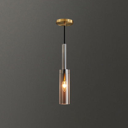 Shaded Pendant Light Fixture Simplicity Crystal Block 1-Light Brass Ceiling Light Brass Bottle Clearhalo 'Ceiling Lights' 'Modern Pendants' 'Modern' 'Pendant Lights' 'Pendants' Lighting' 2593188