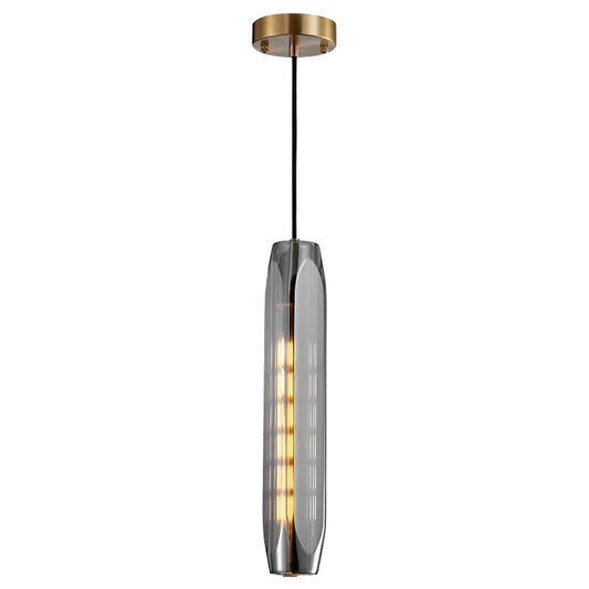Shaded Pendant Light Fixture Simplicity Crystal Block 1-Light Brass Ceiling Light Clearhalo 'Ceiling Lights' 'Modern Pendants' 'Modern' 'Pendant Lights' 'Pendants' Lighting' 2593196