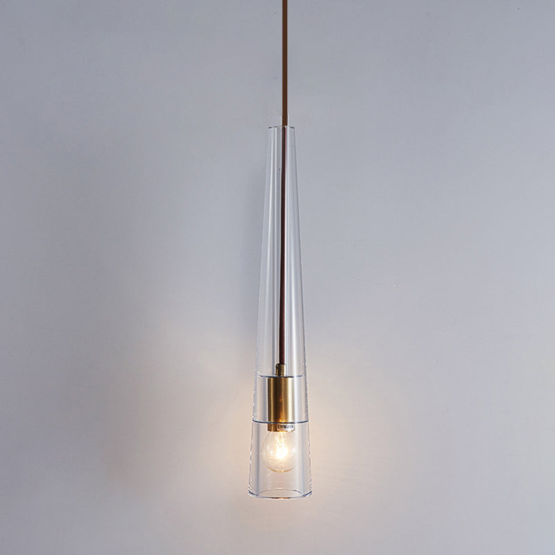 Shaded Pendant Light Fixture Simplicity Crystal Block 1-Light Brass Ceiling Light Clearhalo 'Ceiling Lights' 'Modern Pendants' 'Modern' 'Pendant Lights' 'Pendants' Lighting' 2593199