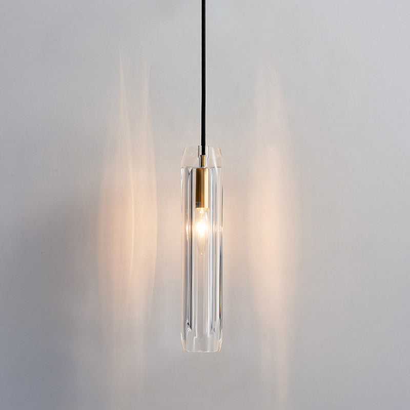 Shaded Pendant Light Fixture Simplicity Crystal Block 1-Light Brass Ceiling Light Clearhalo 'Ceiling Lights' 'Modern Pendants' 'Modern' 'Pendant Lights' 'Pendants' Lighting' 2593201