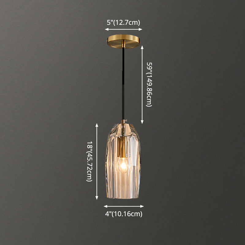 Shaded Pendant Light Fixture Simplicity Crystal Block 1-Light Brass Ceiling Light Clearhalo 'Ceiling Lights' 'Modern Pendants' 'Modern' 'Pendant Lights' 'Pendants' Lighting' 2593207