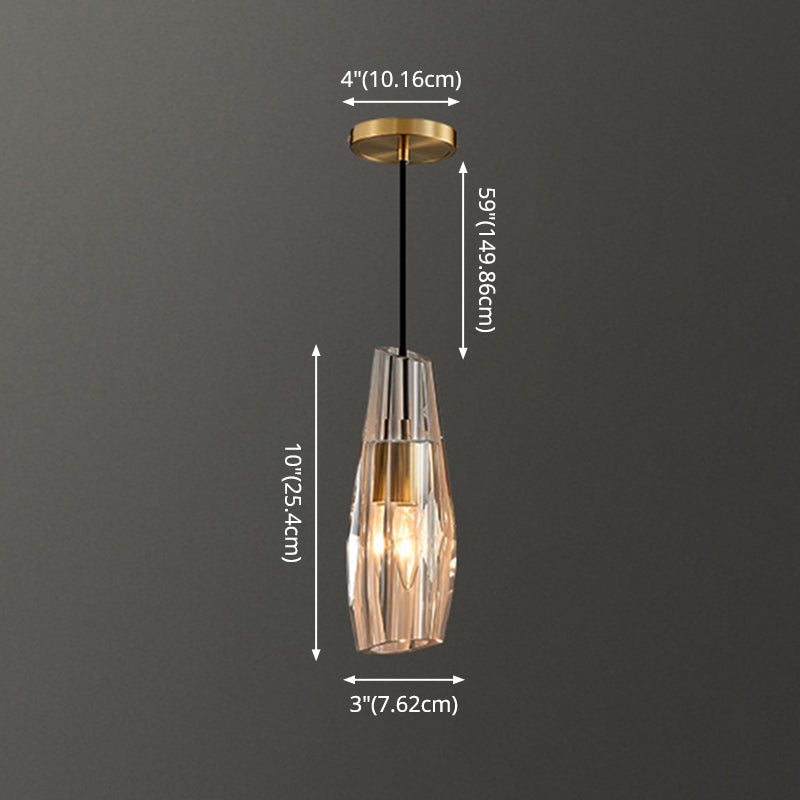 Shaded Pendant Light Fixture Simplicity Crystal Block 1-Light Brass Ceiling Light Clearhalo 'Ceiling Lights' 'Modern Pendants' 'Modern' 'Pendant Lights' 'Pendants' Lighting' 2593208