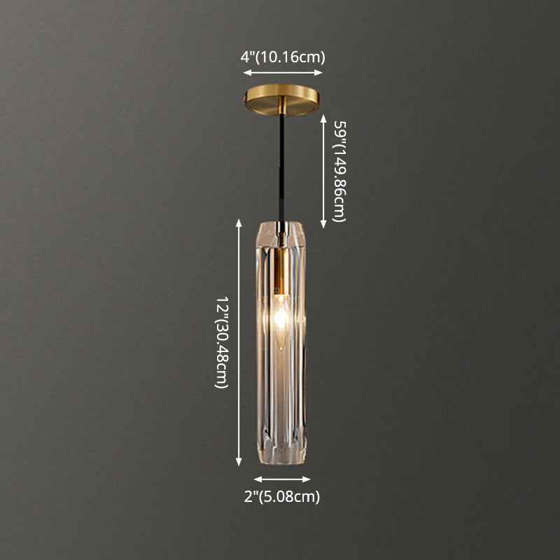 Shaded Pendant Light Fixture Simplicity Crystal Block 1-Light Brass Ceiling Light Clearhalo 'Ceiling Lights' 'Modern Pendants' 'Modern' 'Pendant Lights' 'Pendants' Lighting' 2593209