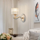 1/2 Lights Cylinder Sconce Light with Clear Crystal Shade Modern Flush Mount Wall Sconce in Silver Finish Clearhalo 'Modern wall lights' 'Modern' 'Wall Lamps & Sconces' 'Wall Lights' Lighting' 259320