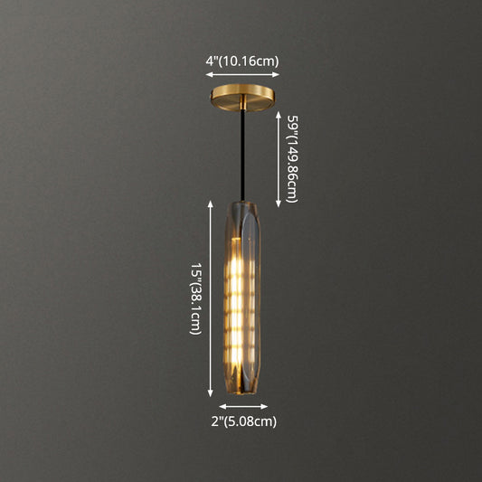 Shaded Pendant Light Fixture Simplicity Crystal Block 1-Light Brass Ceiling Light Clearhalo 'Ceiling Lights' 'Modern Pendants' 'Modern' 'Pendant Lights' 'Pendants' Lighting' 2593210