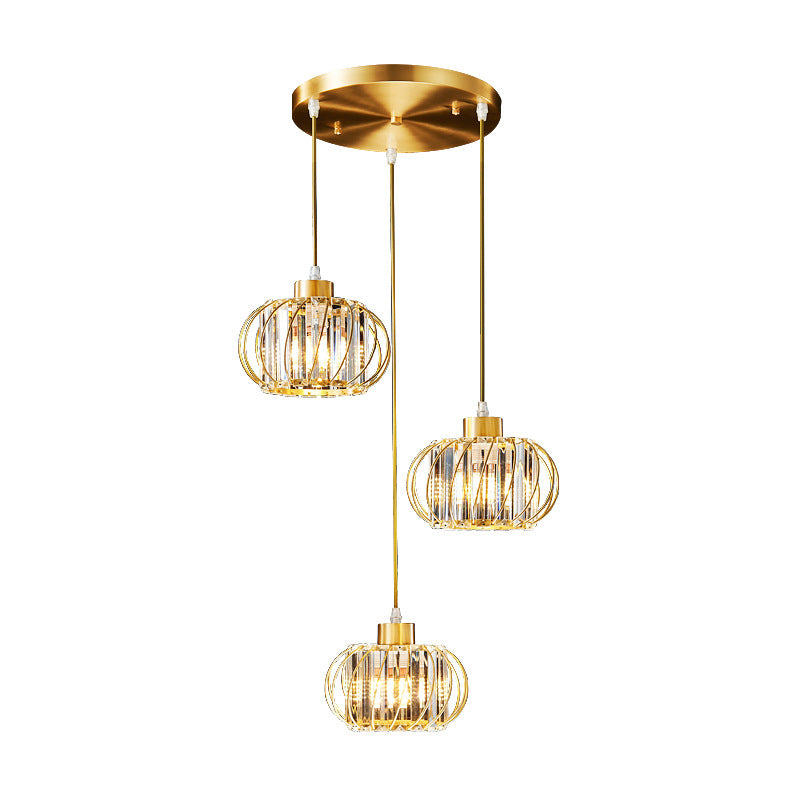 Brass Globe Pendant Light Modern Style Crystal Hanging Ceiling Lantern for Diner Clearhalo 'Ceiling Lights' 'Modern Pendants' 'Modern' 'Pendant Lights' 'Pendants' Lighting' 2593218