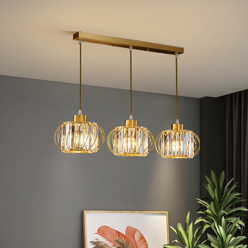 Brass Globe Pendant Light Modern Style Crystal Hanging Ceiling Lantern for Diner Clearhalo 'Ceiling Lights' 'Modern Pendants' 'Modern' 'Pendant Lights' 'Pendants' Lighting' 2593220