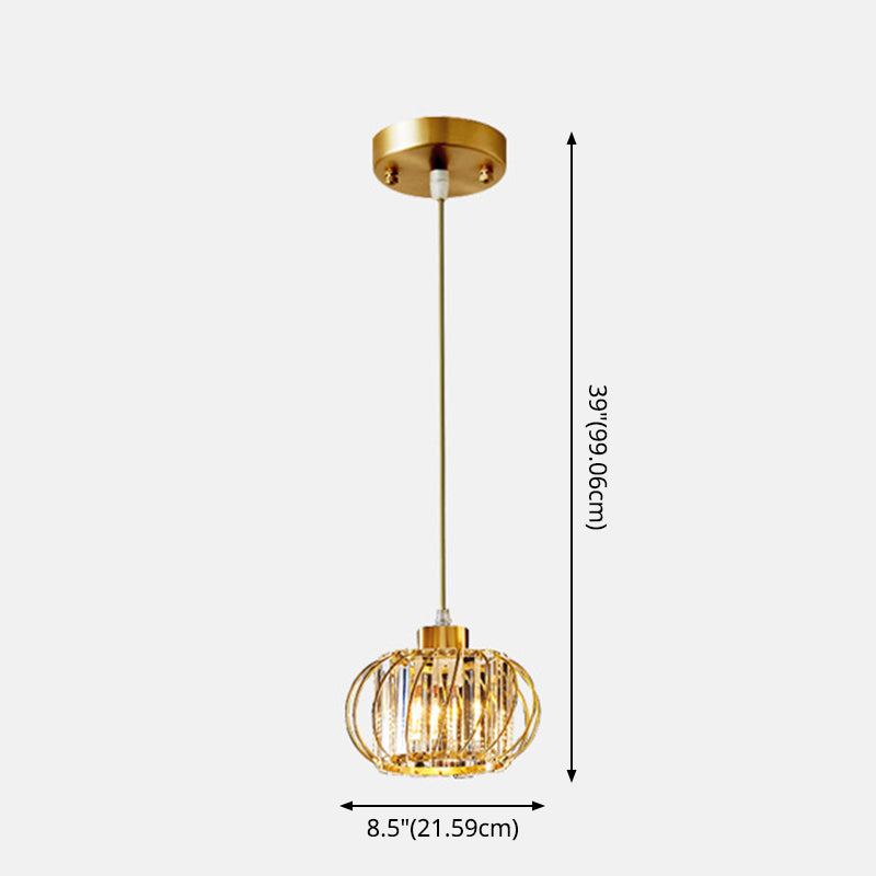 Brass Globe Pendant Light Modern Style Crystal Hanging Ceiling Lantern for Diner Clearhalo 'Ceiling Lights' 'Modern Pendants' 'Modern' 'Pendant Lights' 'Pendants' Lighting' 2593223