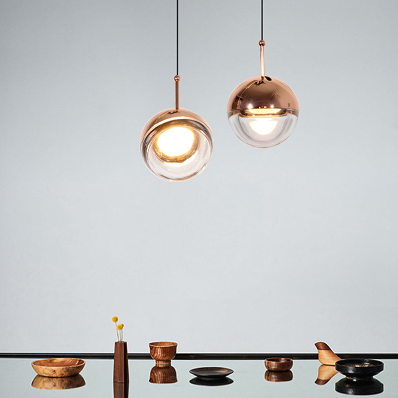 Global LED Pendant Lighting Simplicity Crystal Glass Bedside Hanging Ceiling Light Clearhalo 'Ceiling Lights' 'Modern Pendants' 'Modern' 'Pendant Lights' 'Pendants' Lighting' 2593236