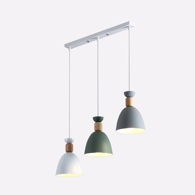 Nordic Style Ceiling Pendant Goblet Shaped Hanging Light Fixture with Metal Shade for Dining Room White-Grey-Green Linear Clearhalo 'Ceiling Lights' 'Modern Pendants' 'Modern' 'Pendant Lights' 'Pendants' Lighting' 2593245