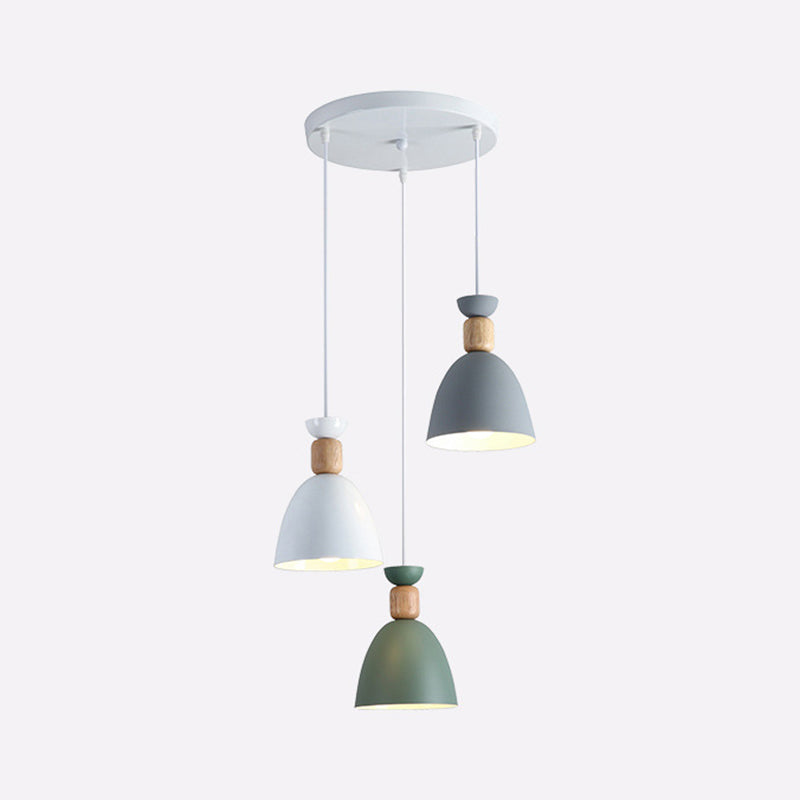 Nordic Style Ceiling Pendant Goblet Shaped Hanging Light Fixture with Metal Shade for Dining Room White-Grey-Green Round Clearhalo 'Ceiling Lights' 'Modern Pendants' 'Modern' 'Pendant Lights' 'Pendants' Lighting' 2593246