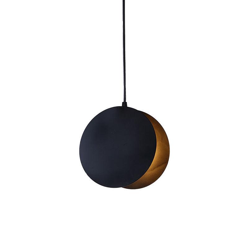 Shell Inspired Round Pendant Lamp Macaron Style Metal 1-Light Diner Ceiling Light Black 8" Clearhalo 'Ceiling Lights' 'Modern Pendants' 'Modern' 'Pendant Lights' 'Pendants' Lighting' 2593261
