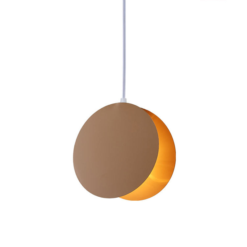 Shell Inspired Round Pendant Lamp Macaron Style Metal 1-Light Diner Ceiling Light Khaki 12" Clearhalo 'Ceiling Lights' 'Modern Pendants' 'Modern' 'Pendant Lights' 'Pendants' Lighting' 2593267