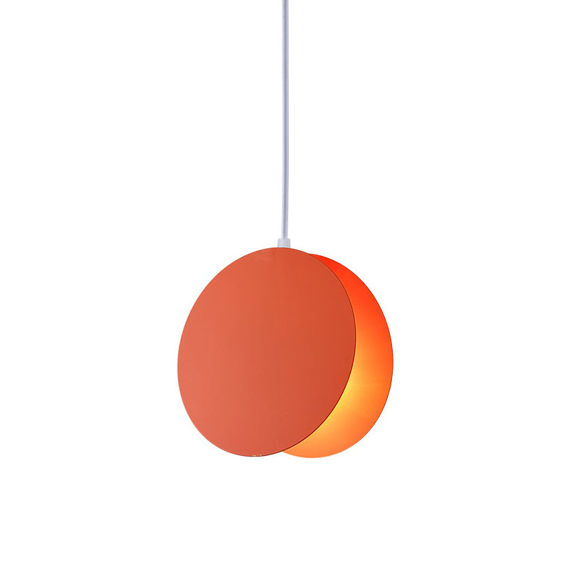 Shell Inspired Round Pendant Lamp Macaron Style Metal 1-Light Diner Ceiling Light Orange 8" Clearhalo 'Ceiling Lights' 'Modern Pendants' 'Modern' 'Pendant Lights' 'Pendants' Lighting' 2593273