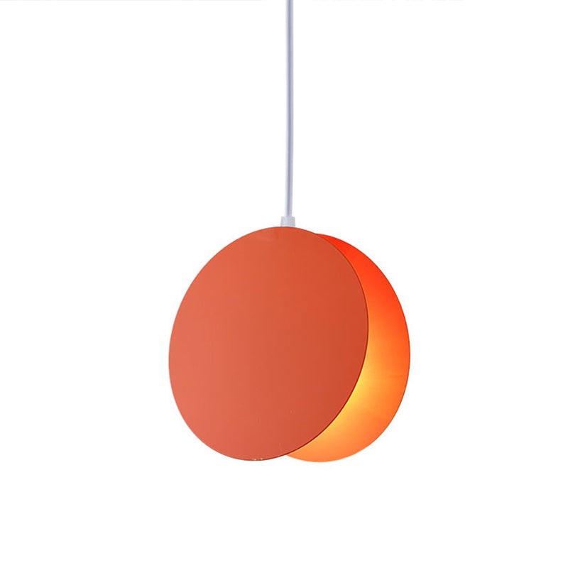 Shell Inspired Round Pendant Lamp Macaron Style Metal 1-Light Diner Ceiling Light Orange 12" Clearhalo 'Ceiling Lights' 'Modern Pendants' 'Modern' 'Pendant Lights' 'Pendants' Lighting' 2593274