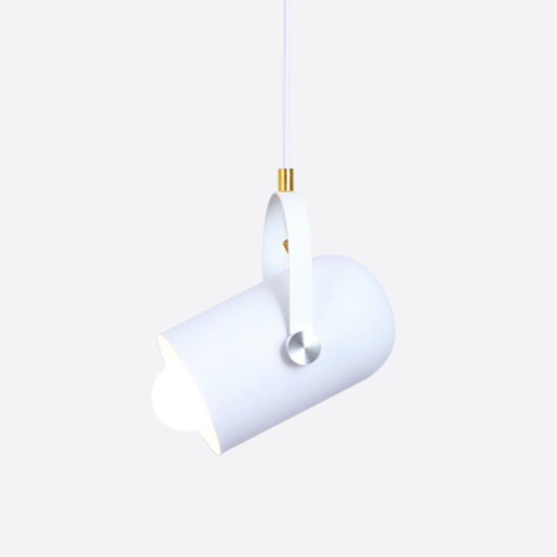 Metal Cylindrical Spotlight Macaron 1 Head Commercial Pendant Lighting with Adjustable Handle White Clearhalo 'Ceiling Lights' 'Modern Pendants' 'Modern' 'Pendant Lights' 'Pendants' Lighting' 2593293