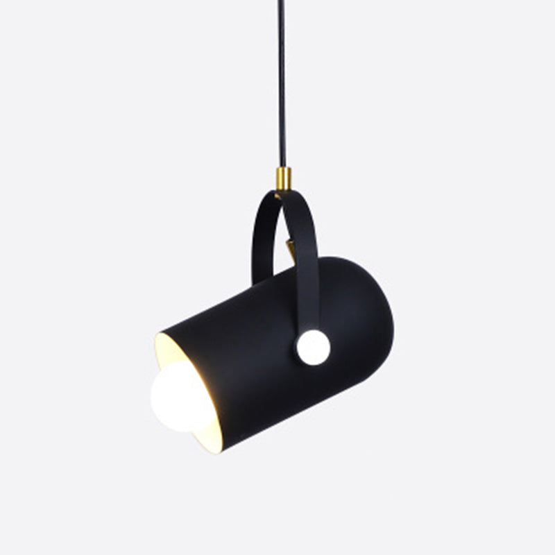 Metal Cylindrical Spotlight Macaron 1 Head Commercial Pendant Lighting with Adjustable Handle Black Clearhalo 'Ceiling Lights' 'Modern Pendants' 'Modern' 'Pendant Lights' 'Pendants' Lighting' 2593294