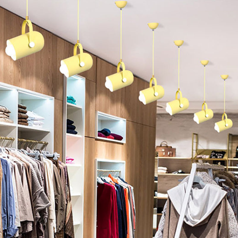 Metal Cylindrical Spotlight Macaron 1 Head Commercial Pendant Lighting with Adjustable Handle Clearhalo 'Ceiling Lights' 'Modern Pendants' 'Modern' 'Pendant Lights' 'Pendants' Lighting' 2593295