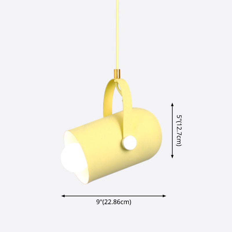 Metal Cylindrical Spotlight Macaron 1 Head Commercial Pendant Lighting with Adjustable Handle Clearhalo 'Ceiling Lights' 'Modern Pendants' 'Modern' 'Pendant Lights' 'Pendants' Lighting' 2593297