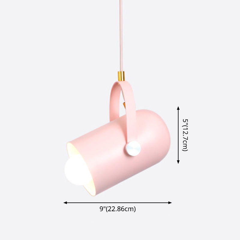 Metal Cylindrical Spotlight Macaron 1 Head Commercial Pendant Lighting with Adjustable Handle Clearhalo 'Ceiling Lights' 'Modern Pendants' 'Modern' 'Pendant Lights' 'Pendants' Lighting' 2593308