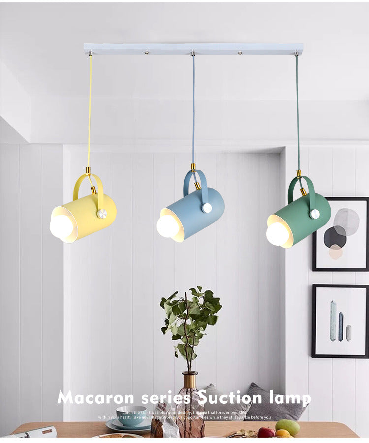 Metal Cylindrical Spotlight Macaron 1 Head Commercial Pendant Lighting with Adjustable Handle Clearhalo 'Ceiling Lights' 'Modern Pendants' 'Modern' 'Pendant Lights' 'Pendants' Lighting' 2593310