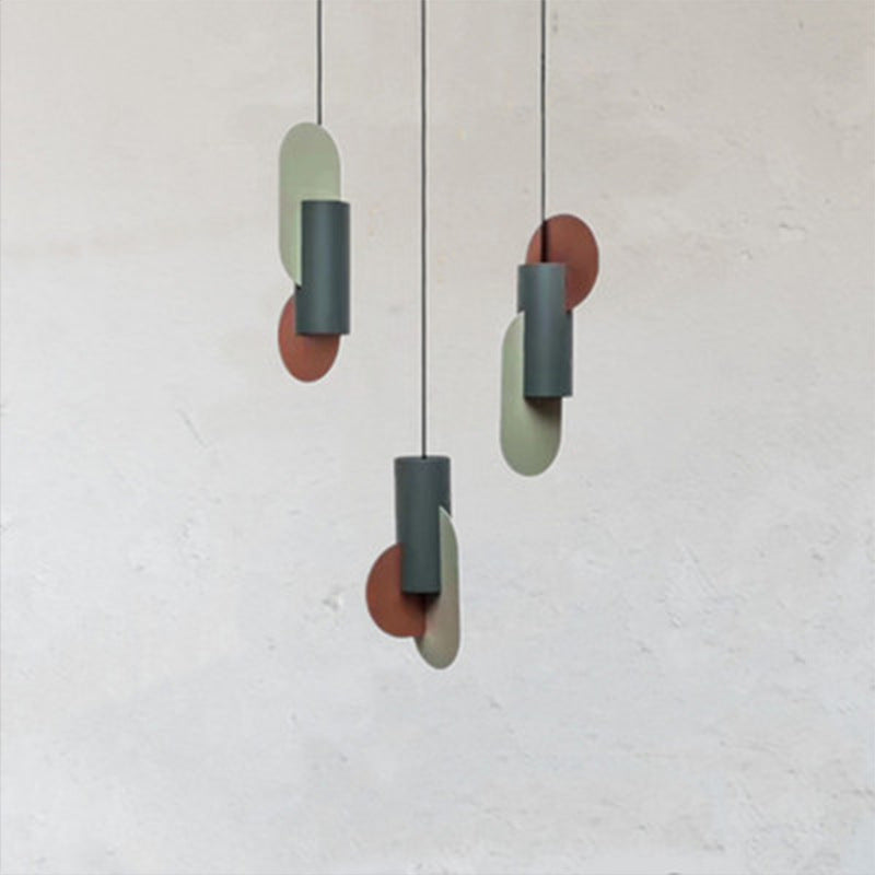 Geometric Colorblock Pendant Lighting Macaron Metal 1-Light Pink-Green-Grey Ceiling Light Clearhalo 'Ceiling Lights' 'Modern Pendants' 'Modern' 'Pendant Lights' 'Pendants' Lighting' 2593335