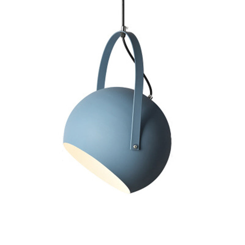 Macaron Dome Pendant Spotlight Metal 1 Head Restaurant Hanging Light Fixture with Arched Handle Gray Blue Clearhalo 'Ceiling Lights' 'Modern Pendants' 'Modern' 'Pendant Lights' 'Pendants' Lighting' 2593344