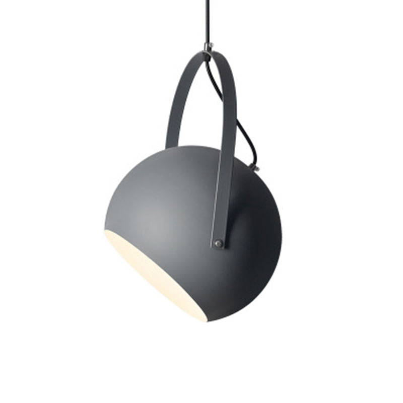 Macaron Dome Pendant Spotlight Metal 1 Head Restaurant Hanging Light Fixture with Arched Handle Grey Clearhalo 'Ceiling Lights' 'Modern Pendants' 'Modern' 'Pendant Lights' 'Pendants' Lighting' 2593347