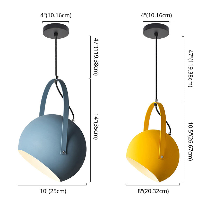 Macaron Dome Pendant Spotlight Metal 1 Head Restaurant Hanging Light Fixture with Arched Handle Clearhalo 'Ceiling Lights' 'Modern Pendants' 'Modern' 'Pendant Lights' 'Pendants' Lighting' 2593348