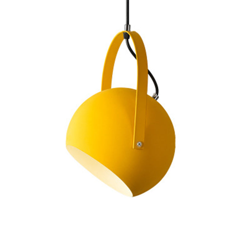 Macaron Dome Pendant Spotlight Metal 1 Head Restaurant Hanging Light Fixture with Arched Handle Yellow Clearhalo 'Ceiling Lights' 'Modern Pendants' 'Modern' 'Pendant Lights' 'Pendants' Lighting' 2593349