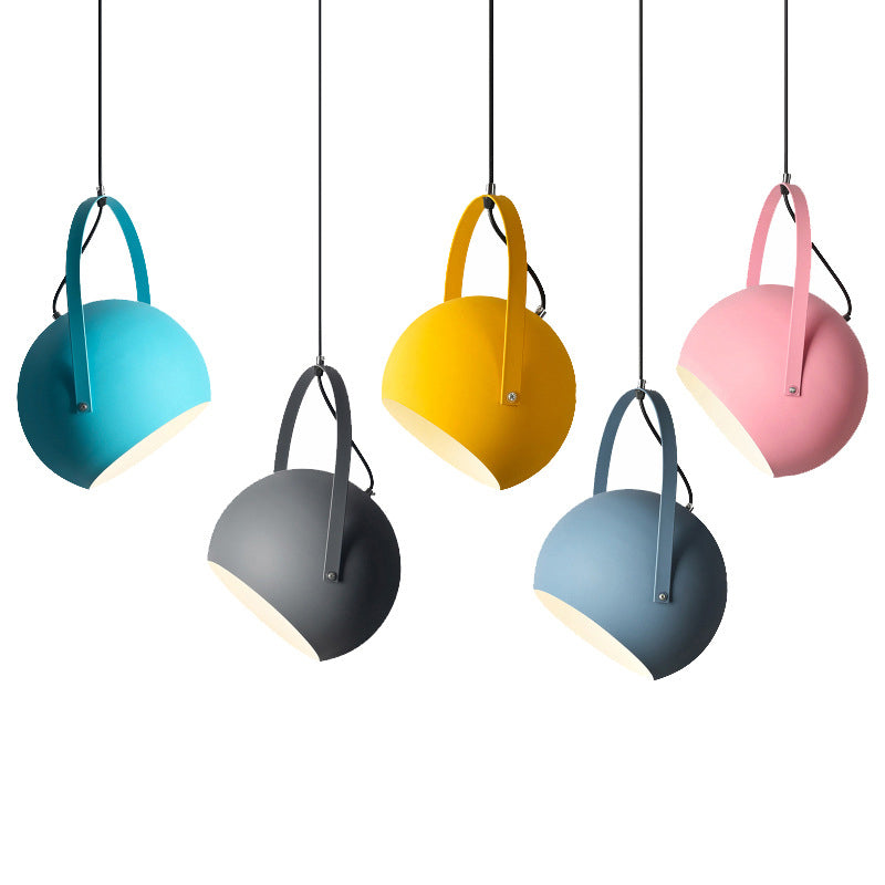 Macaron Dome Pendant Spotlight Metal 1 Head Restaurant Hanging Light Fixture with Arched Handle Clearhalo 'Ceiling Lights' 'Modern Pendants' 'Modern' 'Pendant Lights' 'Pendants' Lighting' 2593351