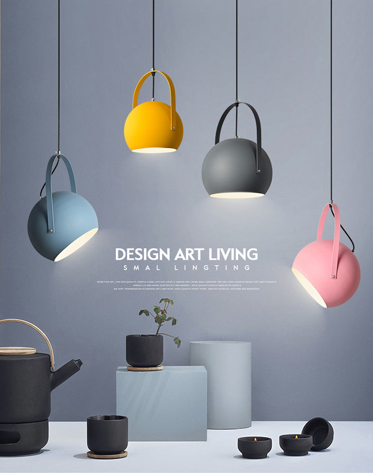 Macaron Dome Pendant Spotlight Metal 1 Head Restaurant Hanging Light Fixture with Arched Handle Clearhalo 'Ceiling Lights' 'Modern Pendants' 'Modern' 'Pendant Lights' 'Pendants' Lighting' 2593352