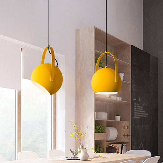 Macaron Dome Pendant Spotlight Metal 1 Head Restaurant Hanging Light Fixture with Arched Handle Clearhalo 'Ceiling Lights' 'Modern Pendants' 'Modern' 'Pendant Lights' 'Pendants' Lighting' 2593354